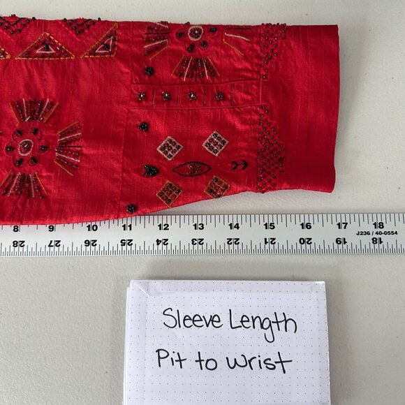 Chicos Design Vintage Silk Beaded Embroidered Art To Wear Jacket Size XS (0) Red - Picture 11 of 12